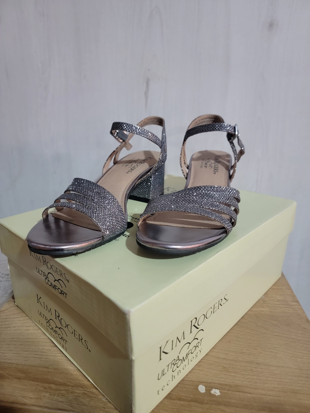 Kim Rogers Silver Strappy Low Heel Sandals